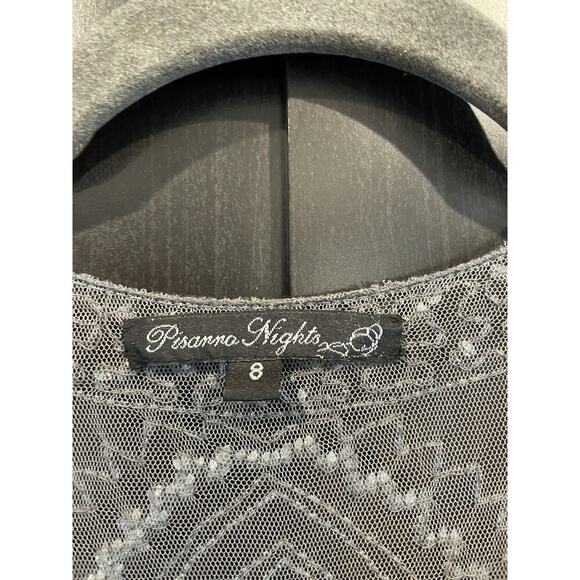 Pisarro Nights Beaded Formal Gown Women’s Sz 8 Medium Dark Grey Event Wedding - Picture 6 of 7